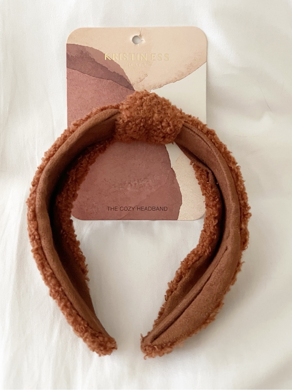 NWT Kristin Ess The Cozy Headband Rust Teddy Sherpa Knotted